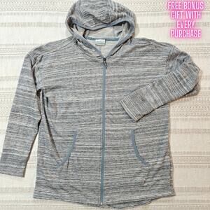 Columbia Heather Gray Softshell Hooded Full‑Zip Jacket Size L used